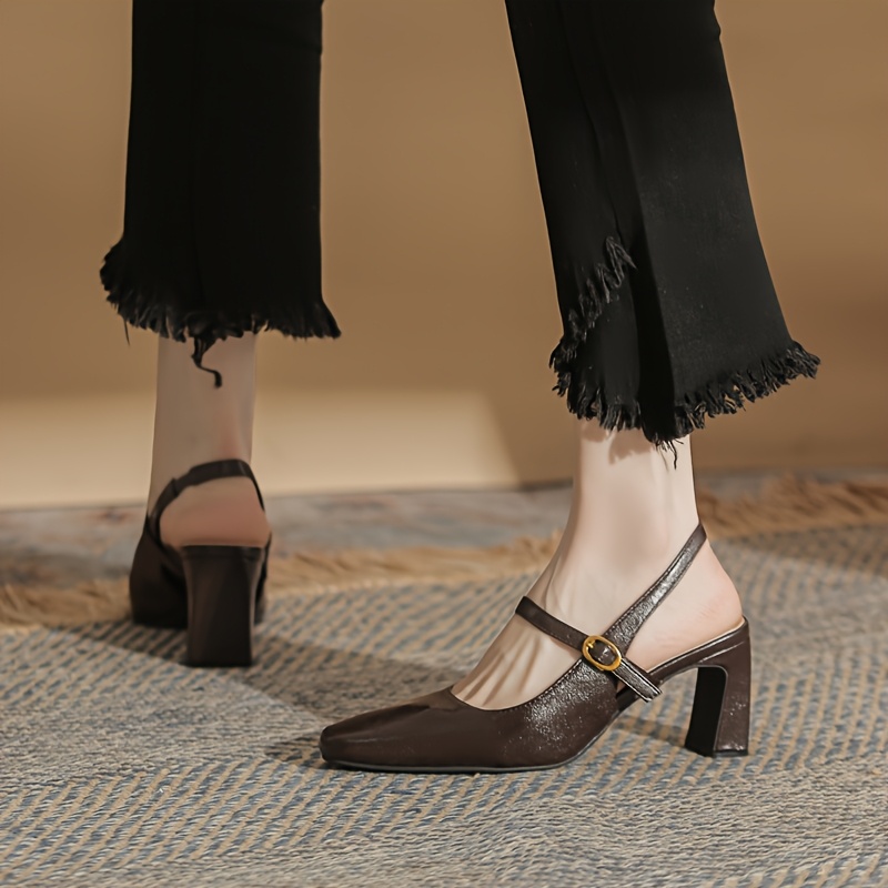 tacones altos 2025 verano punta cuadrada gruesa Temu El Salvador