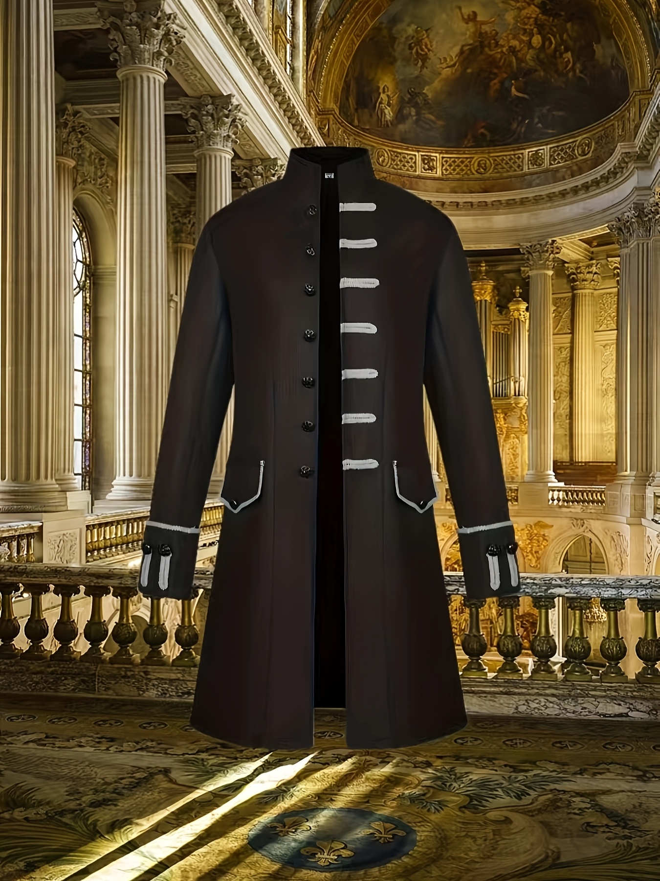 Chaqueta de Steampunk Victoriana para Hombres Abrigo de Disfraz  Renacentista de Largo Completo con Cuello y Cierre de Botones, Lavable a