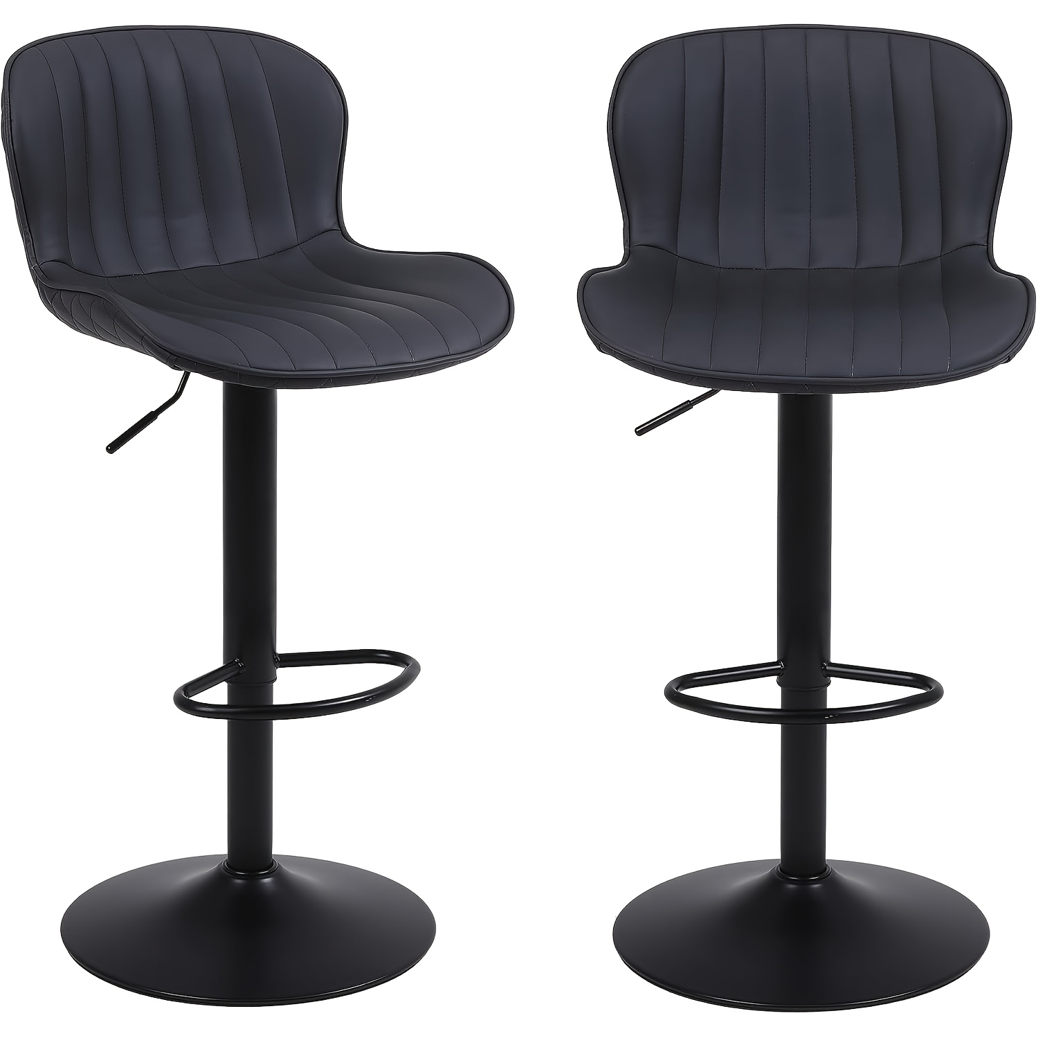 Luxury Pu Leather Reception Chair, Modern Living Room Dining Chair, 360° Rotation With Backrest, Suitable For Kitchen, Living Room, Cafe, Black