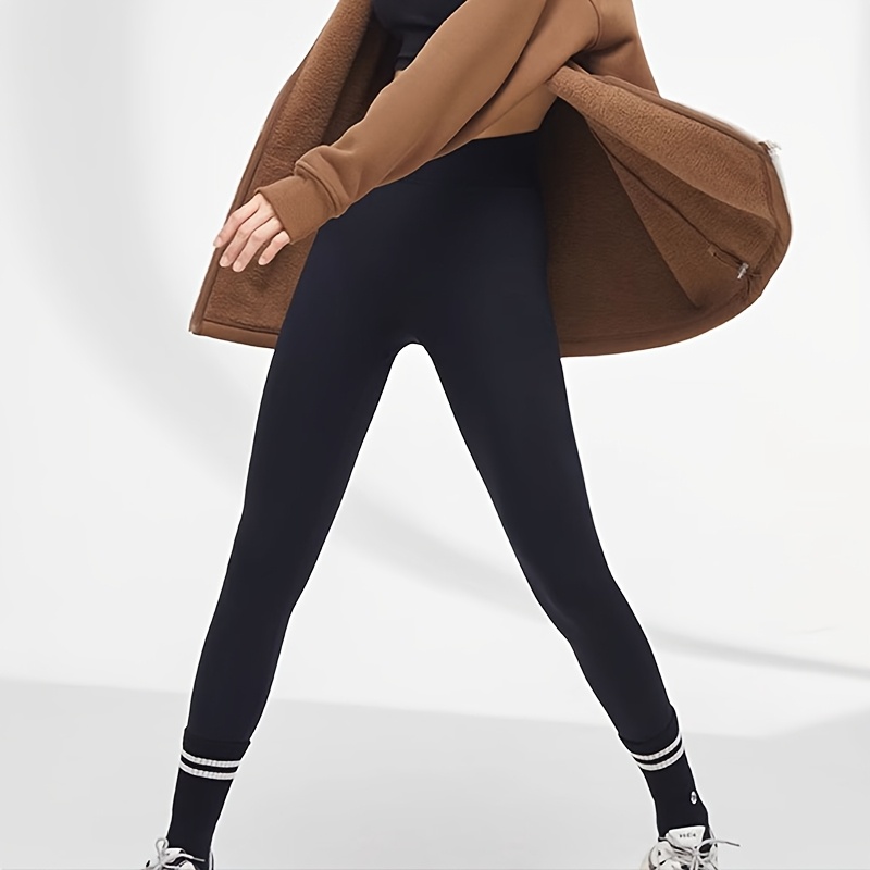 Women's Fleece Leggings, 240g Thickened Warm Nine-Ten Pants, Versatile High Elasticity Ankle Pants for Autumn and Winter