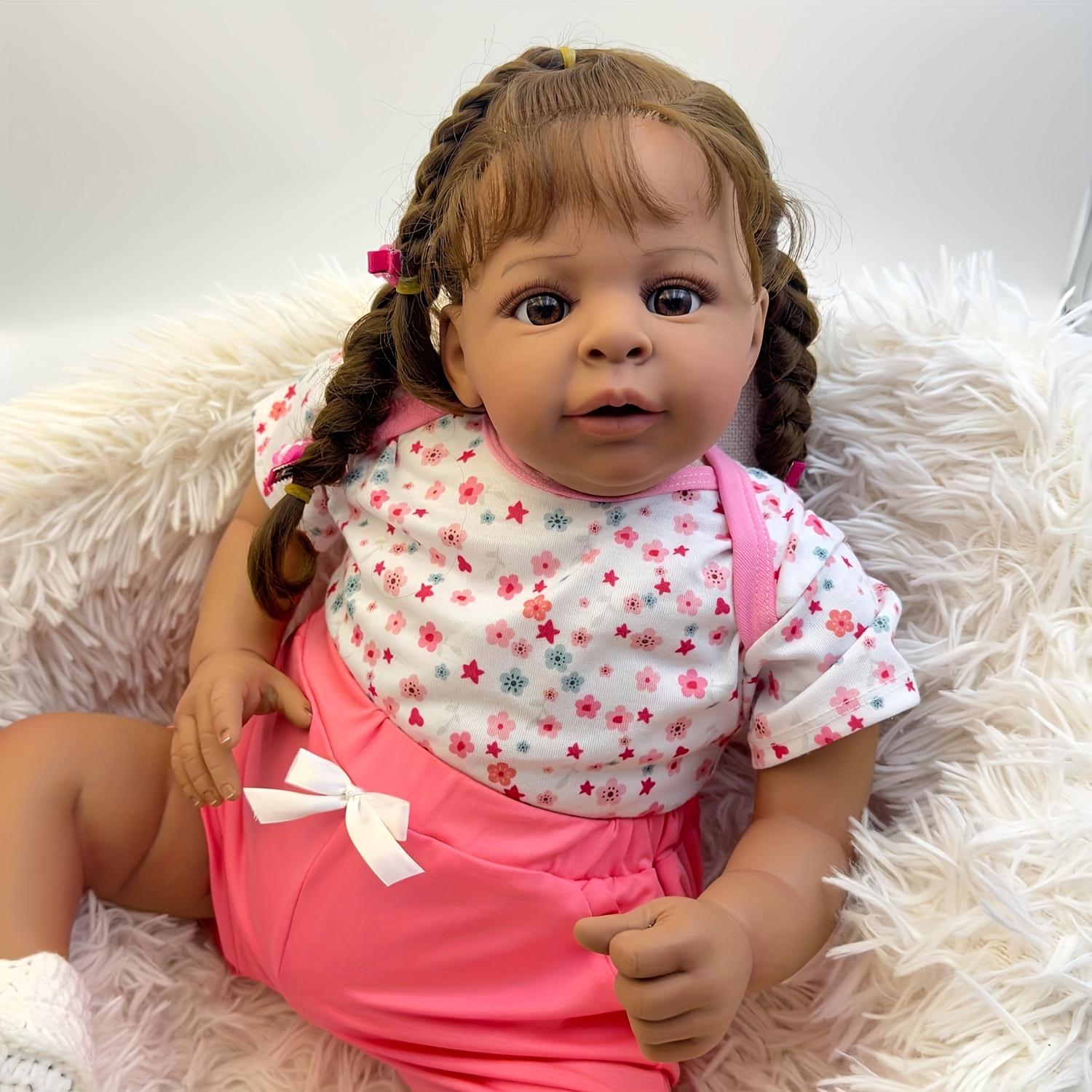 22 Inch 55cm Biracial Doll Toddler African American Realistic Toddlers Dolls Soft Vinyl Lifelike Newborn Babies Doll Fin