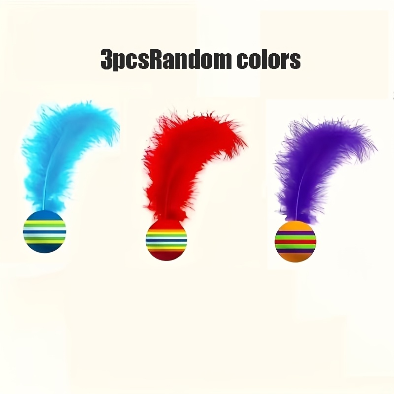 1/3/5-pack Random Toy Balls, Rainbow-colored Balls With Artificial Feathers, Indoor Interactive Cat Toys, Perfect For Feline Play