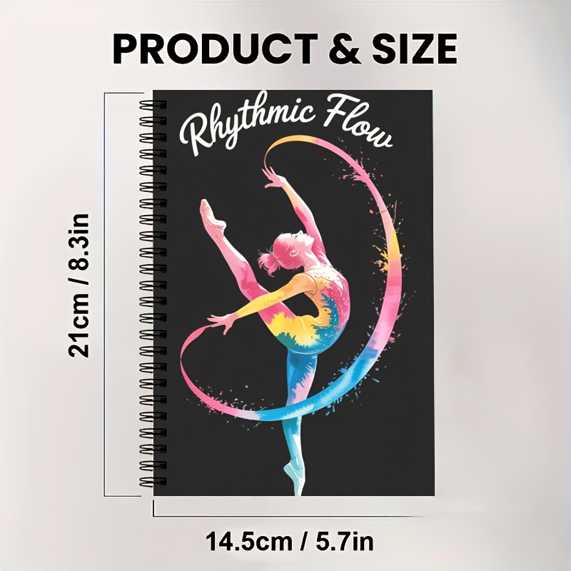TEMU 1 pieza, 2D , cuaderno con encuadernación en y cubierta artística con temática de —Tema de gimnasia rítmica, con vibrantes pinturas de acuarela,