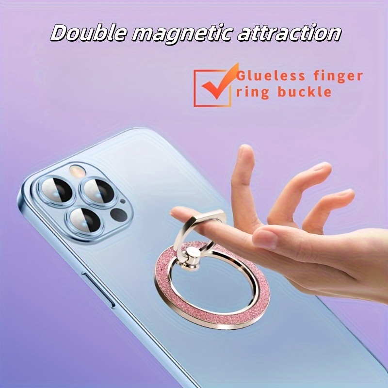 

Magnetic Zinc Alloy Phone Ring Holder, 360-degree Rotating Sparkle Diamond Finger Grip Stand, Waterproof, Compatible With Iphone & Android Devices