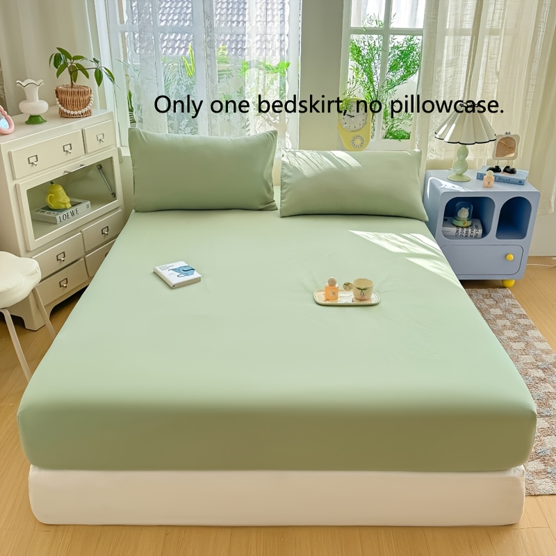 Image of 1pc Modern Light -friendly Soft Washed Brushed Solid Color Universal Fitted Sheet Hotel High Quality Mattress Protector Student Dormitory Multiple Colors Machine Washable Fitted Sheet