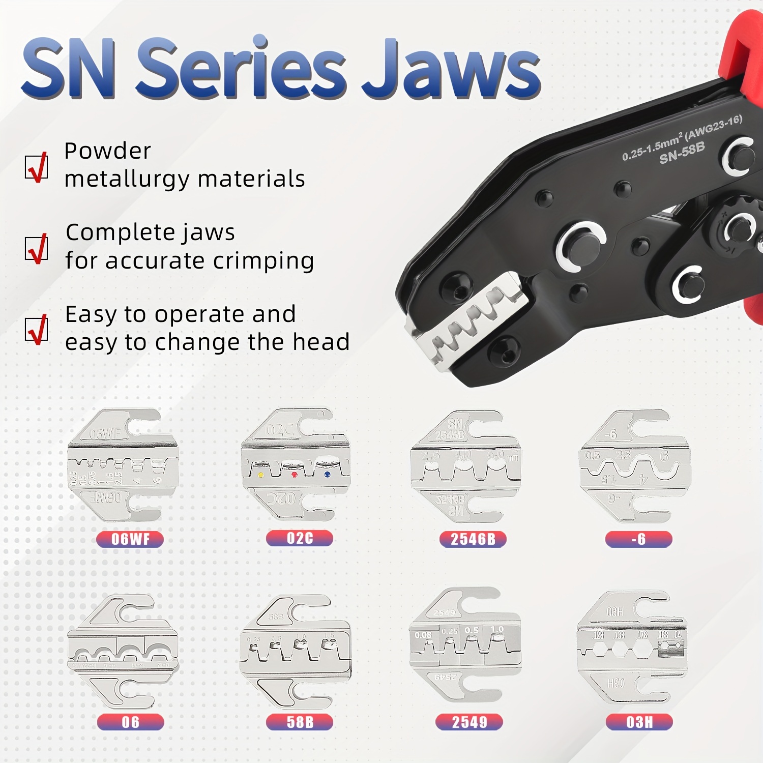 

Professional Electrician's Crimping Tool Kit - Nickel-plated Alloy Steel, 4mm Wide Slot For Terminal Crimping - Sn-02c, 03h, 06, 06wf, 58b, 2549, 2546b