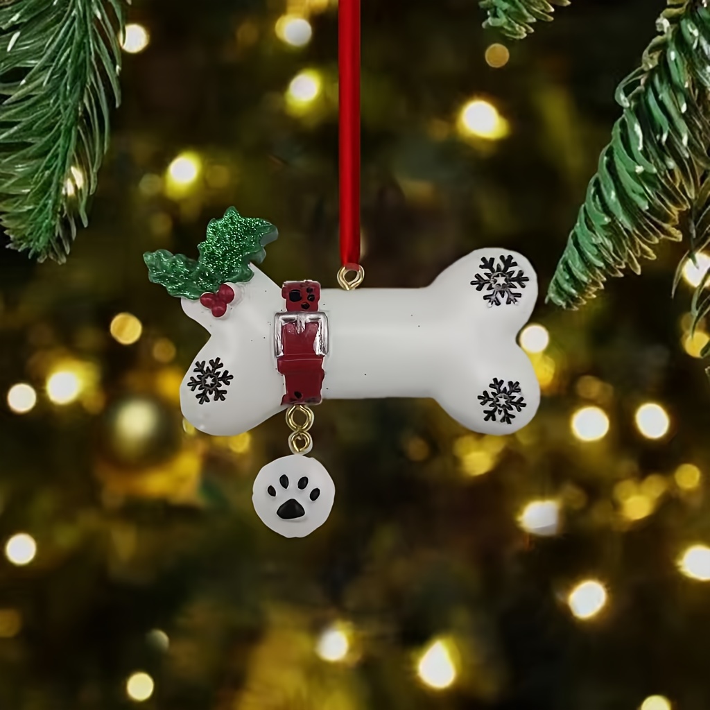 

Customizable Christmas Dog Bone Ornament - Diy Hand-painted Resin Hanging Decoration For Holiday &