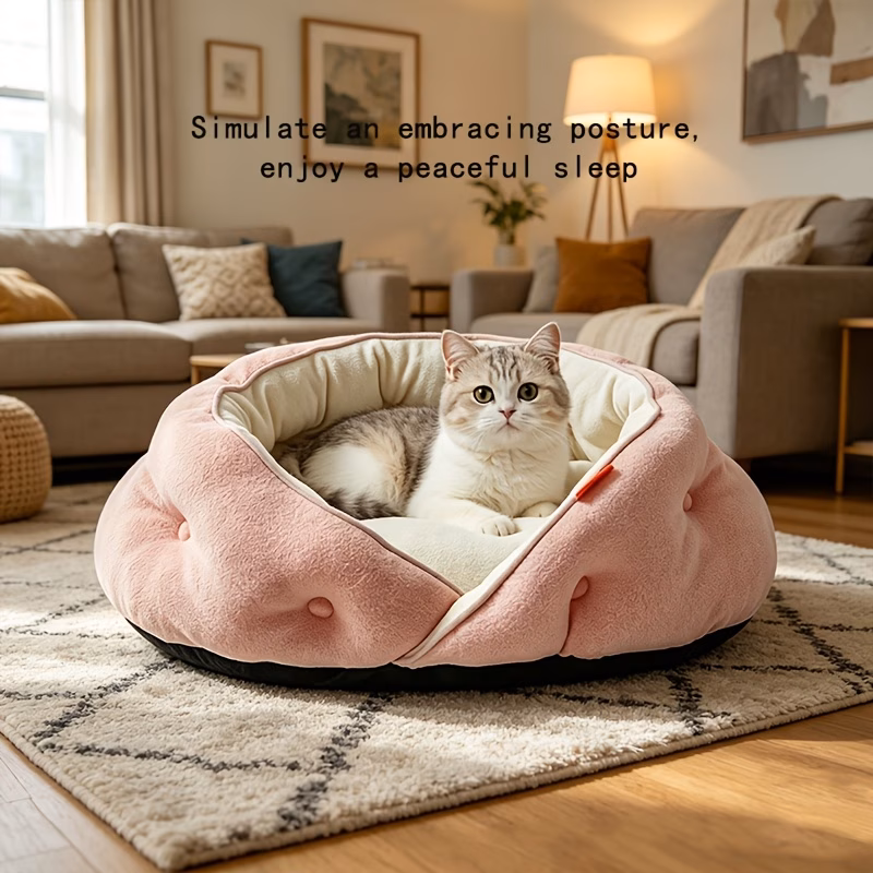 modern cat bed suitable for soft breathable fabric cozy warm bedding for indoor cats small dogs comfortable pet bed for winter use no for decor Product details 0