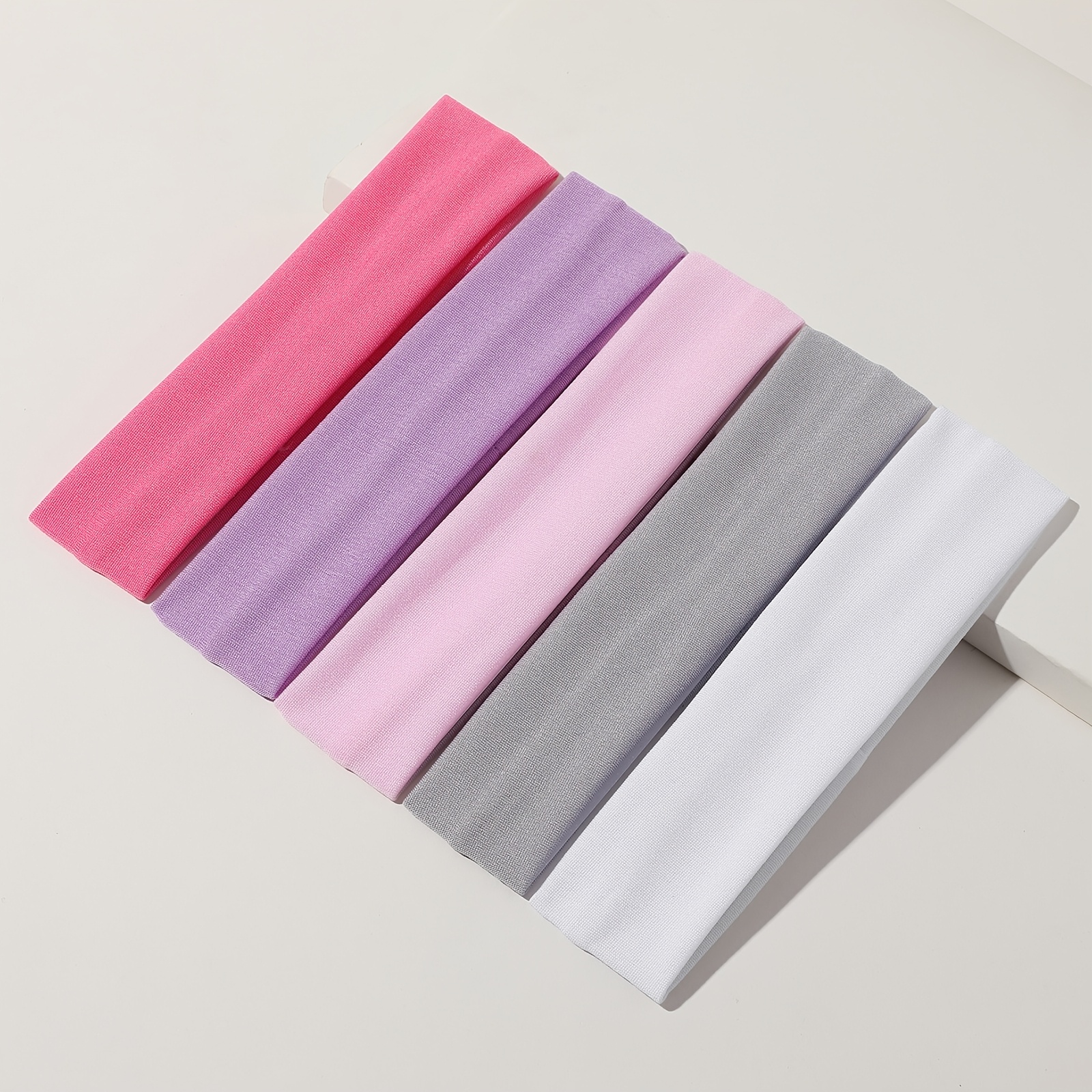 5pcs Women's Sports Headband Elastic Sweat-absorbent Solid Color Headband Hairband Hair Ring Hair Additions Suitable For .party.gift