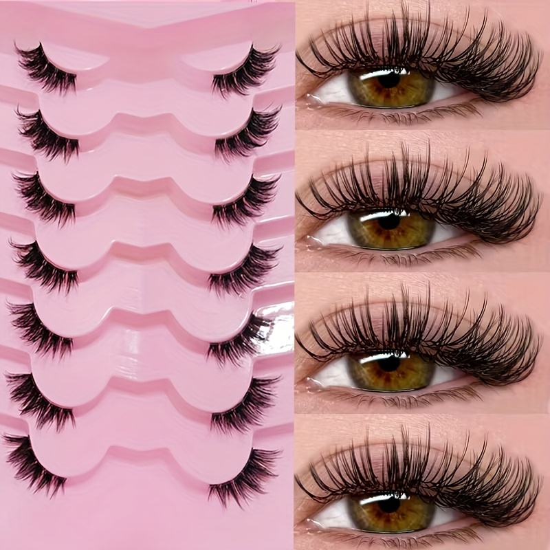 Image of 7 Pairs Semi-sheer Cat Eye False Eyelash Extensions - Reusable Lashes -eye Tail Density, Natural For Volume & Length, Beginner-friendly For Daily Wear & For Parties (christmas, Weddings, Photoshoots)