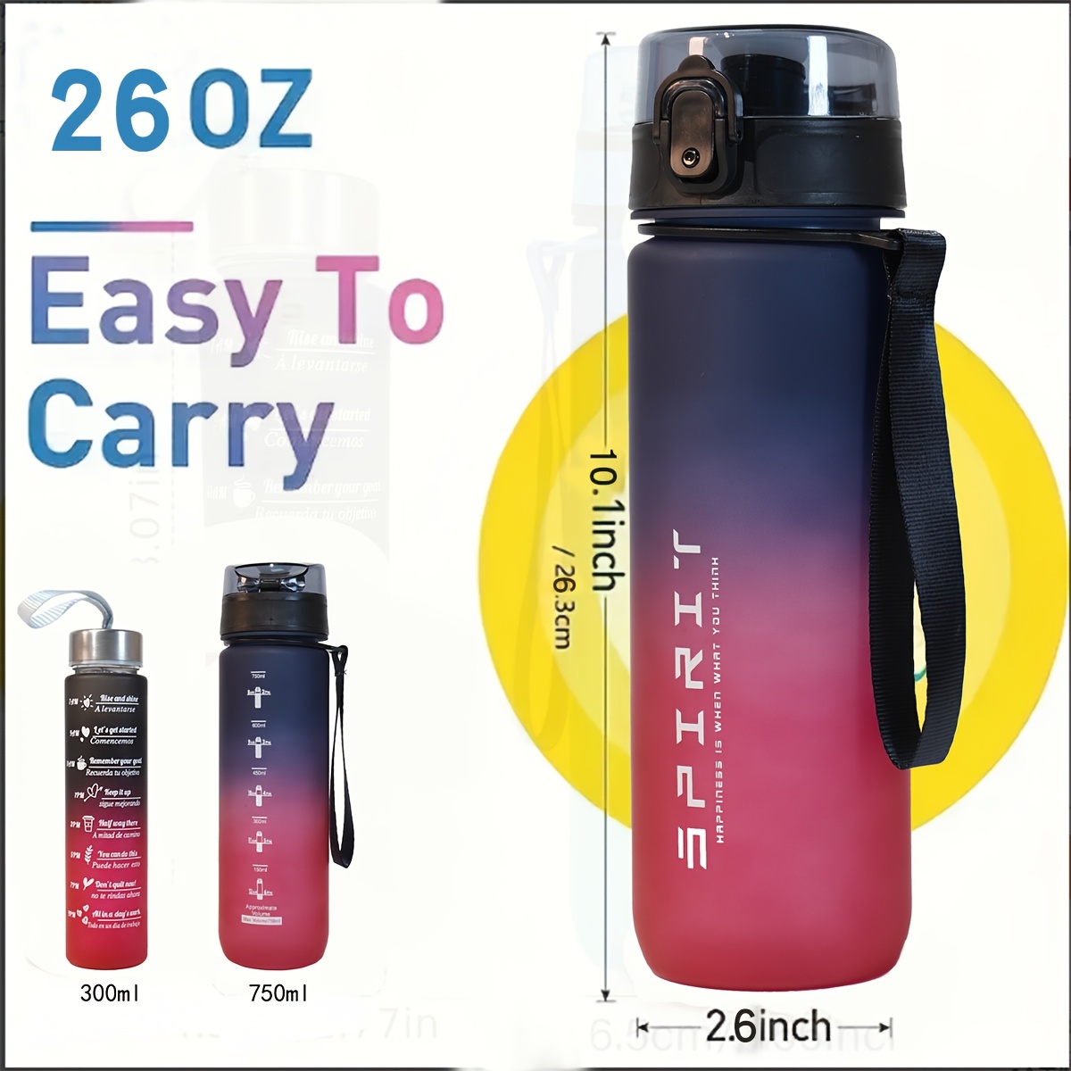 

1pc Gradient Color Water Bottle With Straw Lid, Leakproof Sports , Portable With Carry Loop, Insulated For Hot/cold Beverages, Gym/outdoor/travel Use