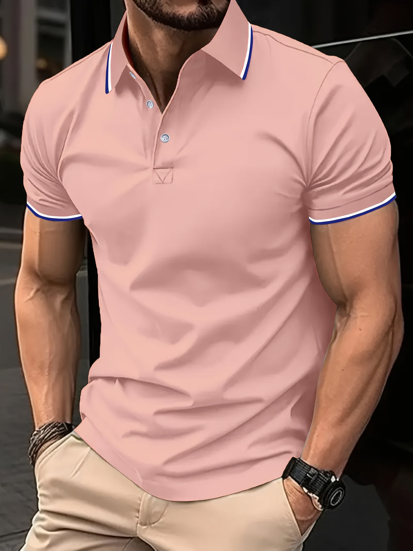 mens comfortable   shirt classic button up lapel collar   short sleeve solid color