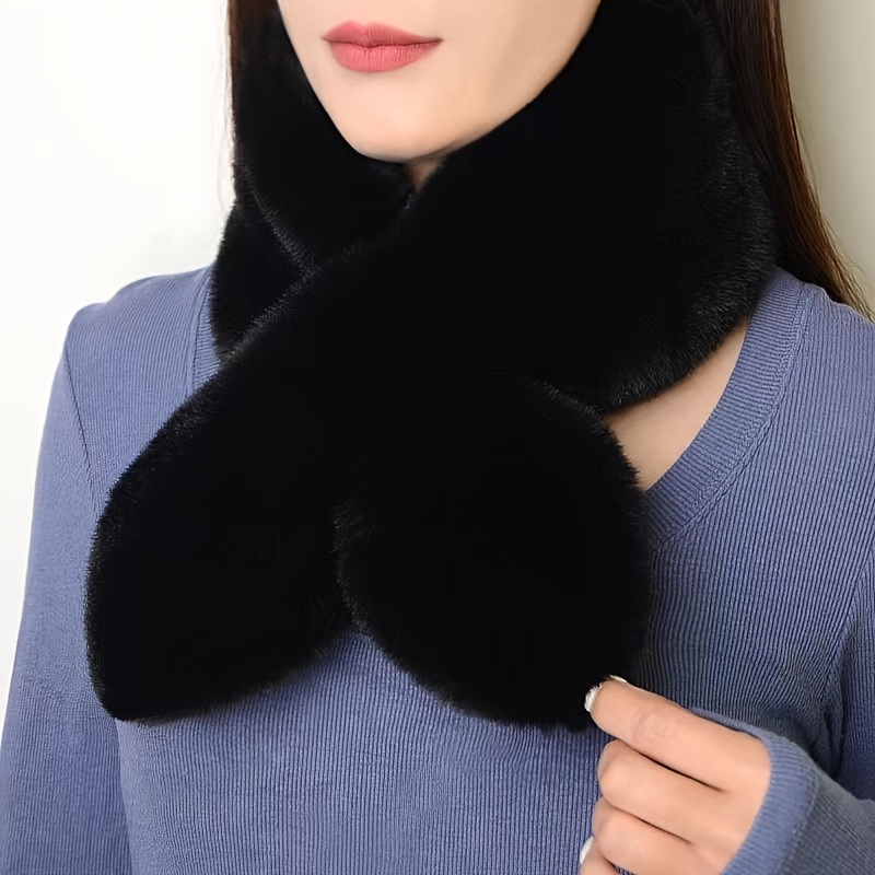 E-shop 1 Stück Plüsch-Kaninchenkragen-Schal – Dicker warmer Winter-Nackenwärmer für Damen & Herren, maschinenwaschbar, ///Burgunderrot/ – Gemütliches