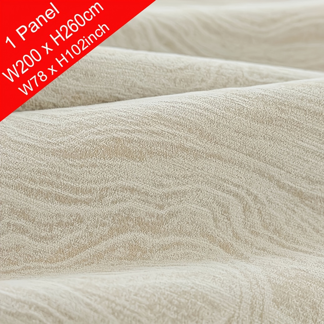 Image of 1pc, Luxury Oak Grain Texture Chenille Curtain, 90% High Shading Thickened Curtain, Suitable For Living Room, Bedroom, Villa Home Decoration