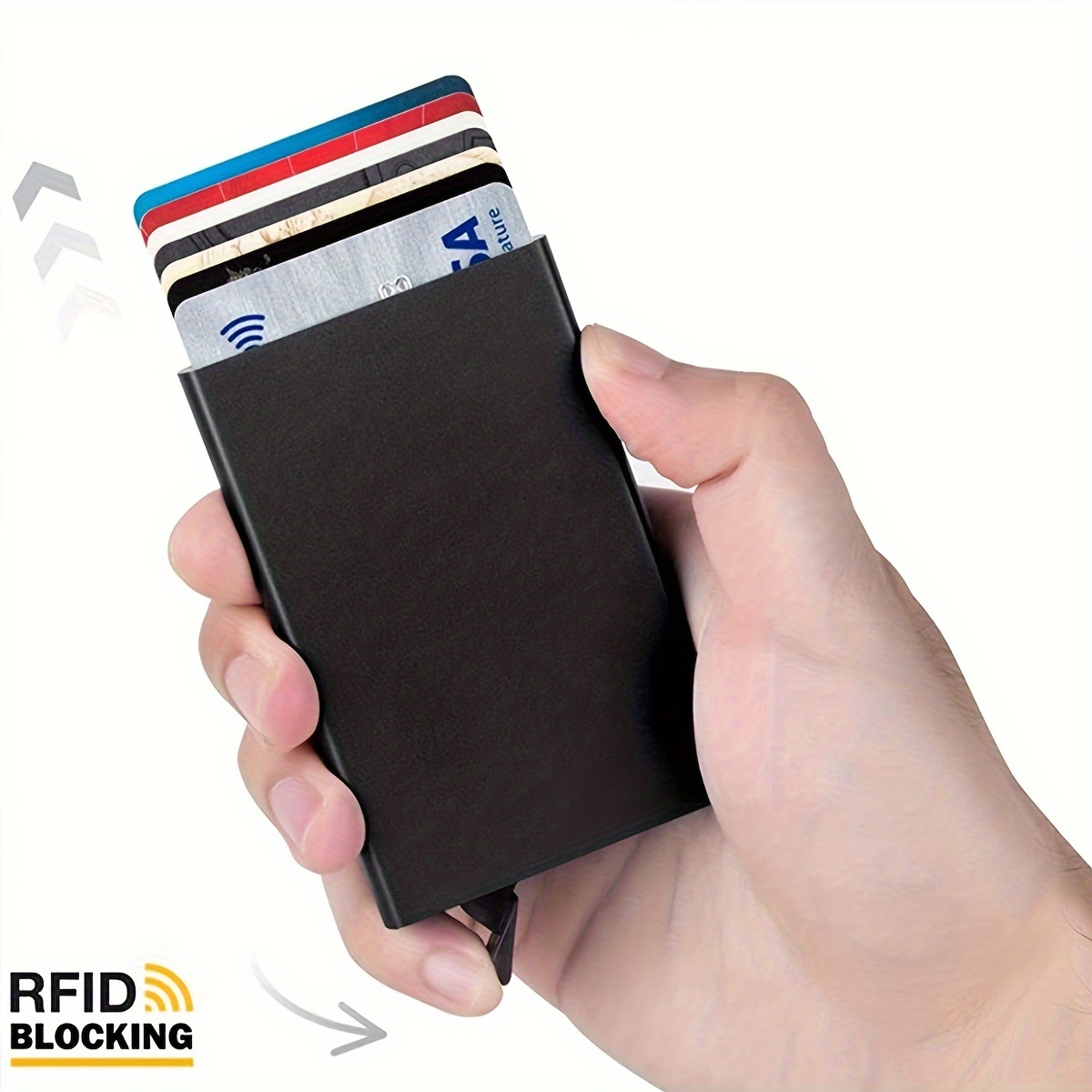 1 Men's Aluminum Card Holder Id Rfid Credit Card Holder Automatic Pop-up Bank Card Case Smart Detachable Mini Card Holder Holiday Gift Dad Daily Use Valentine's Day gift