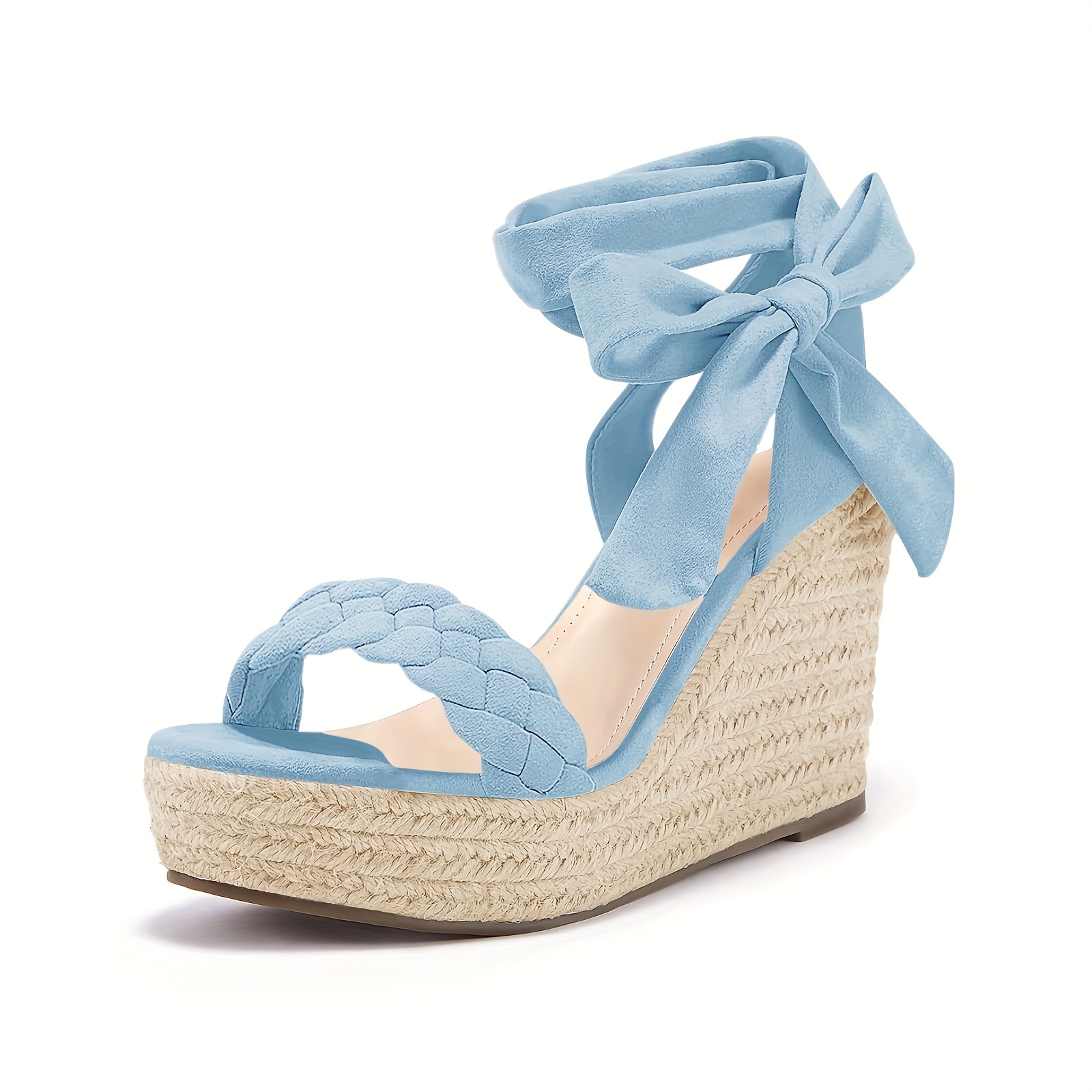 Womens Braided Wedge Espadrille Sandals Lace Slingback Open