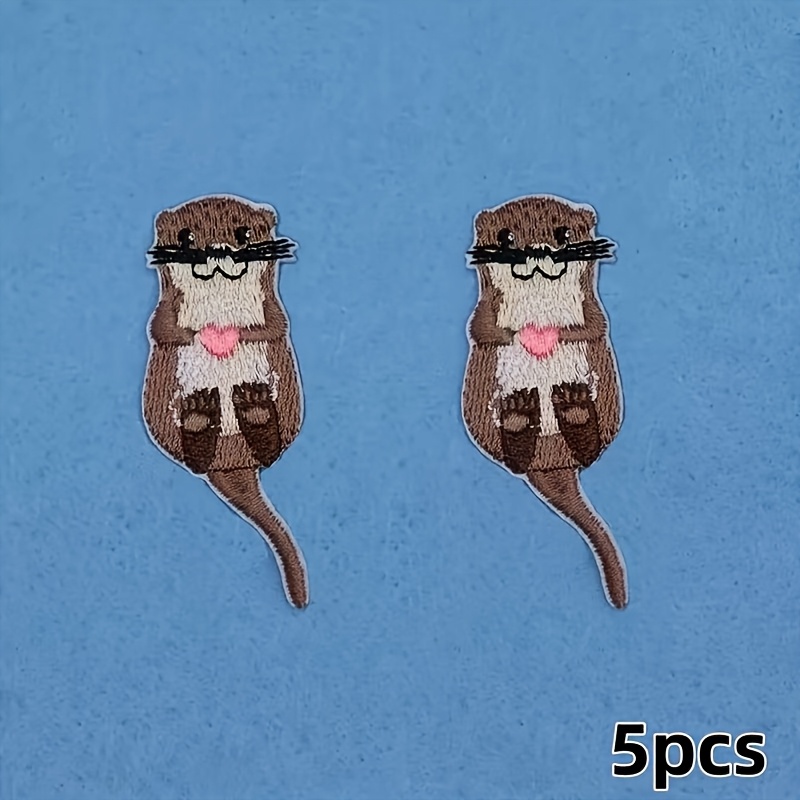 E-shop 5 Stk. Otter-Aufbügler – Otter-Stoffaufnäher im Herz- Blatt-Design, für DIY-Geldbörsenherstellung, Kleidung Accessoires, Otter-Zubehör