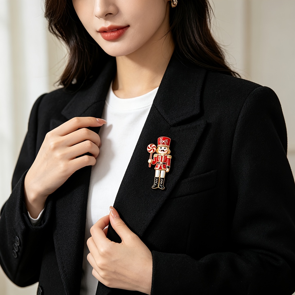 3pcs/Set SOLEVDO Enamel Rhinestone Brooch, Nut Soldier Gift