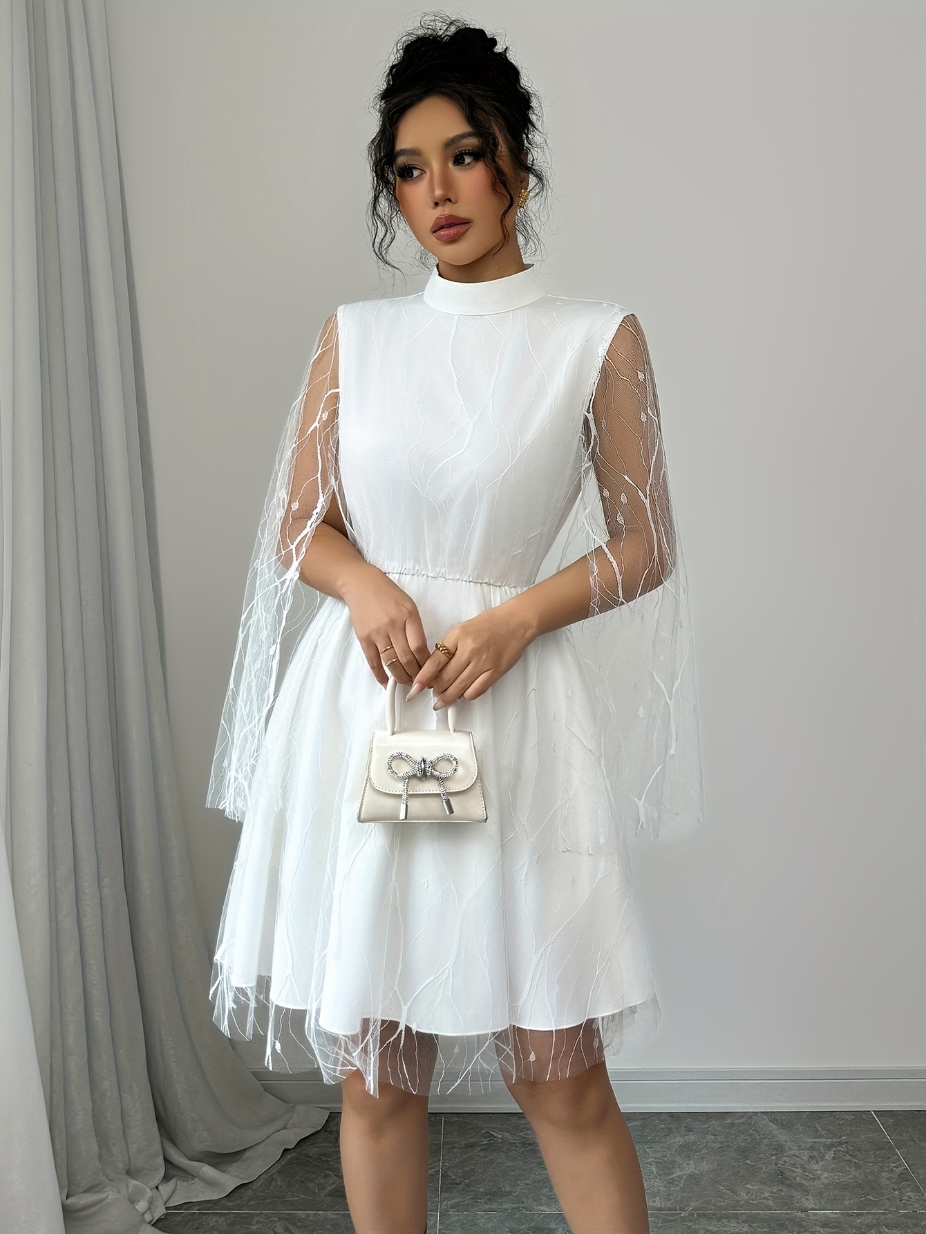 sachin and babi light blue dress Long Sheer Sleeve Short Fall Casual Dress main image 0