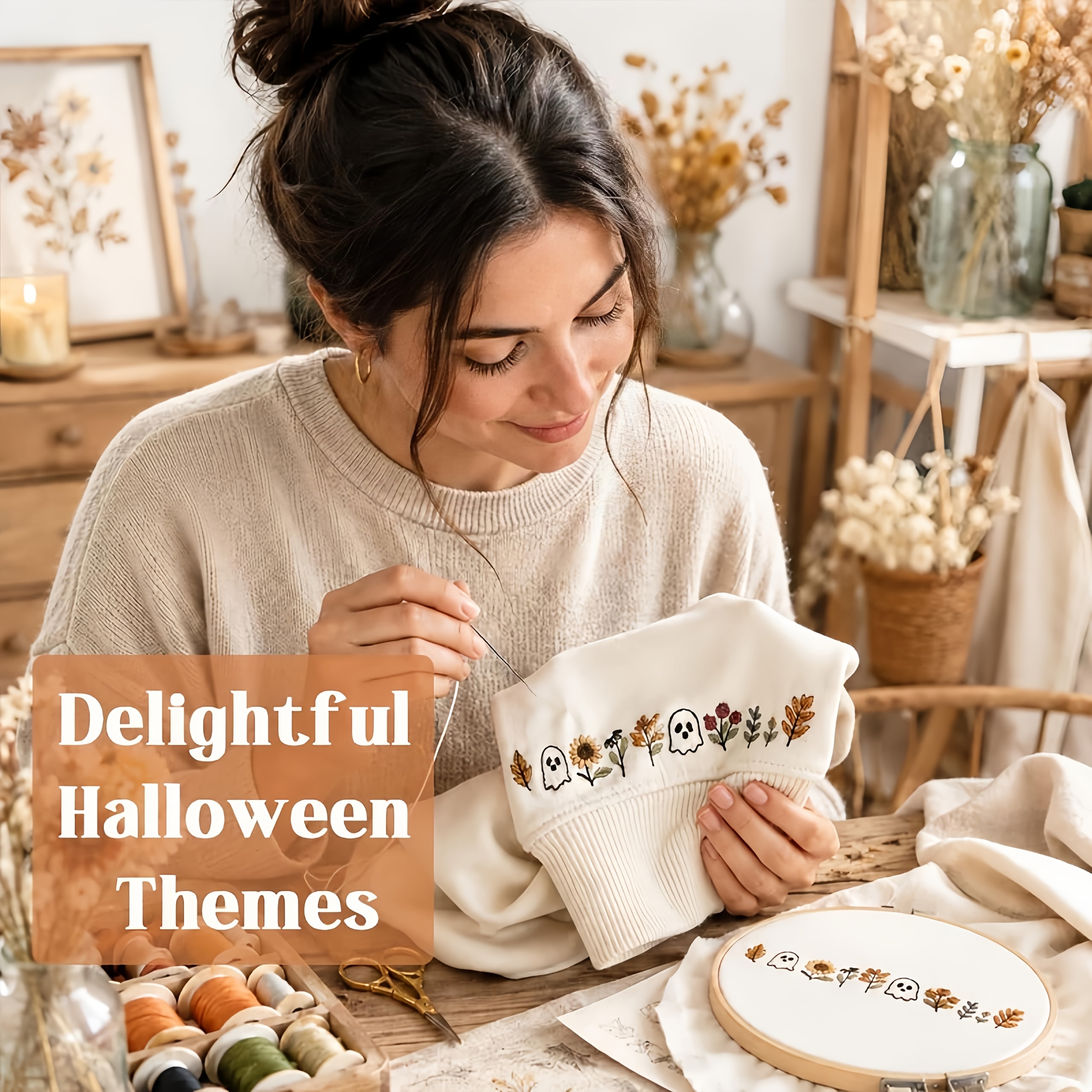 Halloween Water Soluble Embroidery Pattern Set, 7pcs