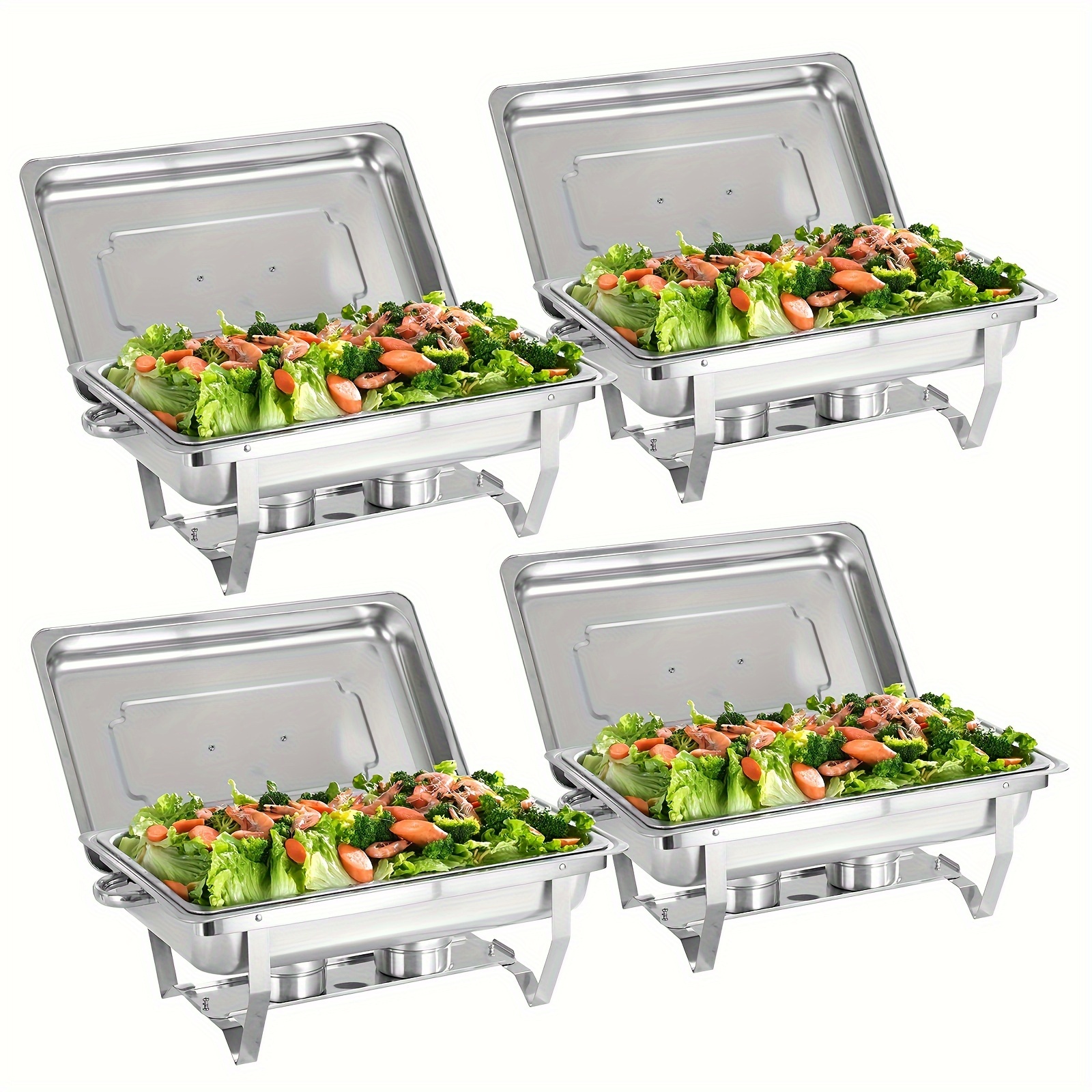 

Chafing Dish, Buffet Serving Utensils, Rectangle Stainless Steel Food Warmer Kit With Lids Food Pans And Fuel Holders For Restaurant Catering Parties Weddings
