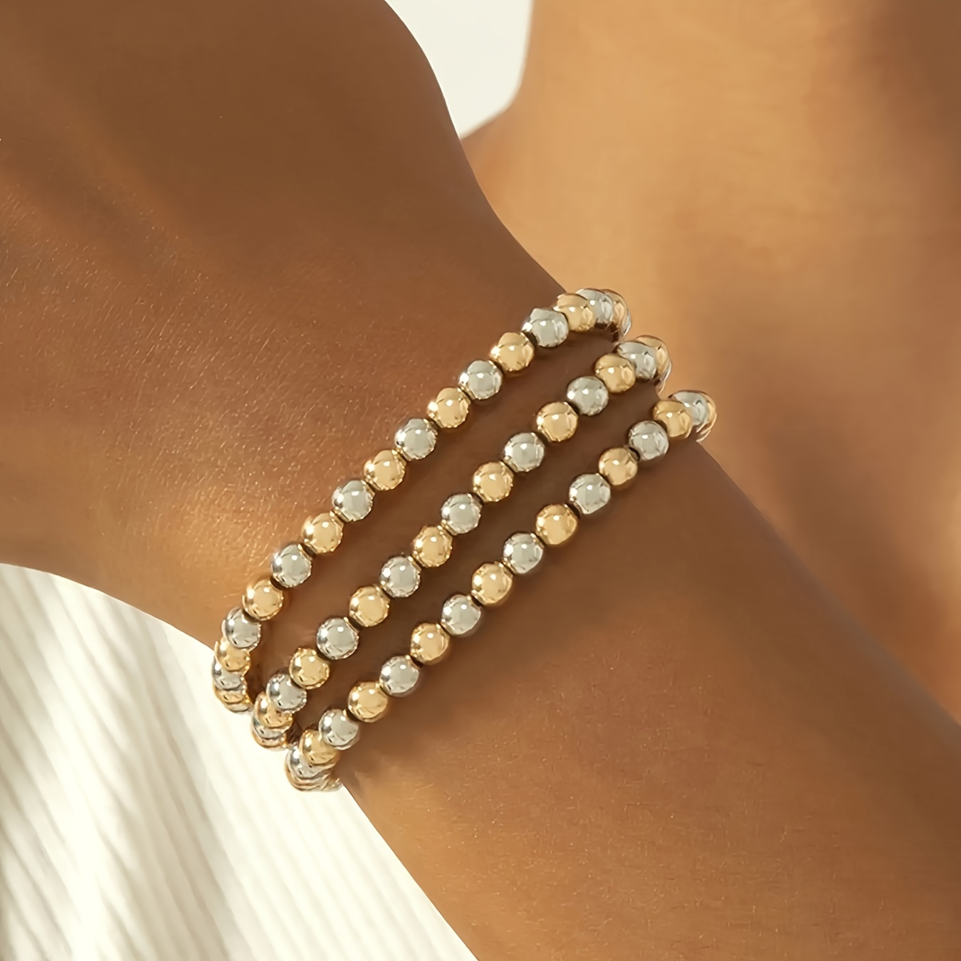 

3pcs Set Of Fashionable And Trendy Mixed Color Bracelets In