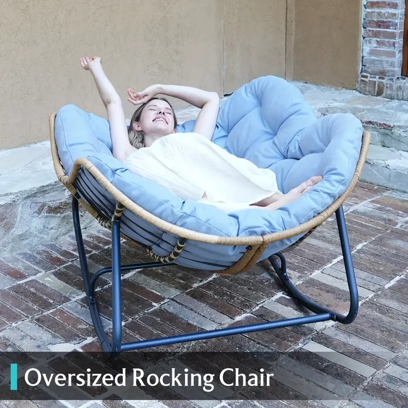 outdoor rocking chair egg chair with cushion rattan wicker lounge chair modern royal for porch garden lawn patio Product details 1