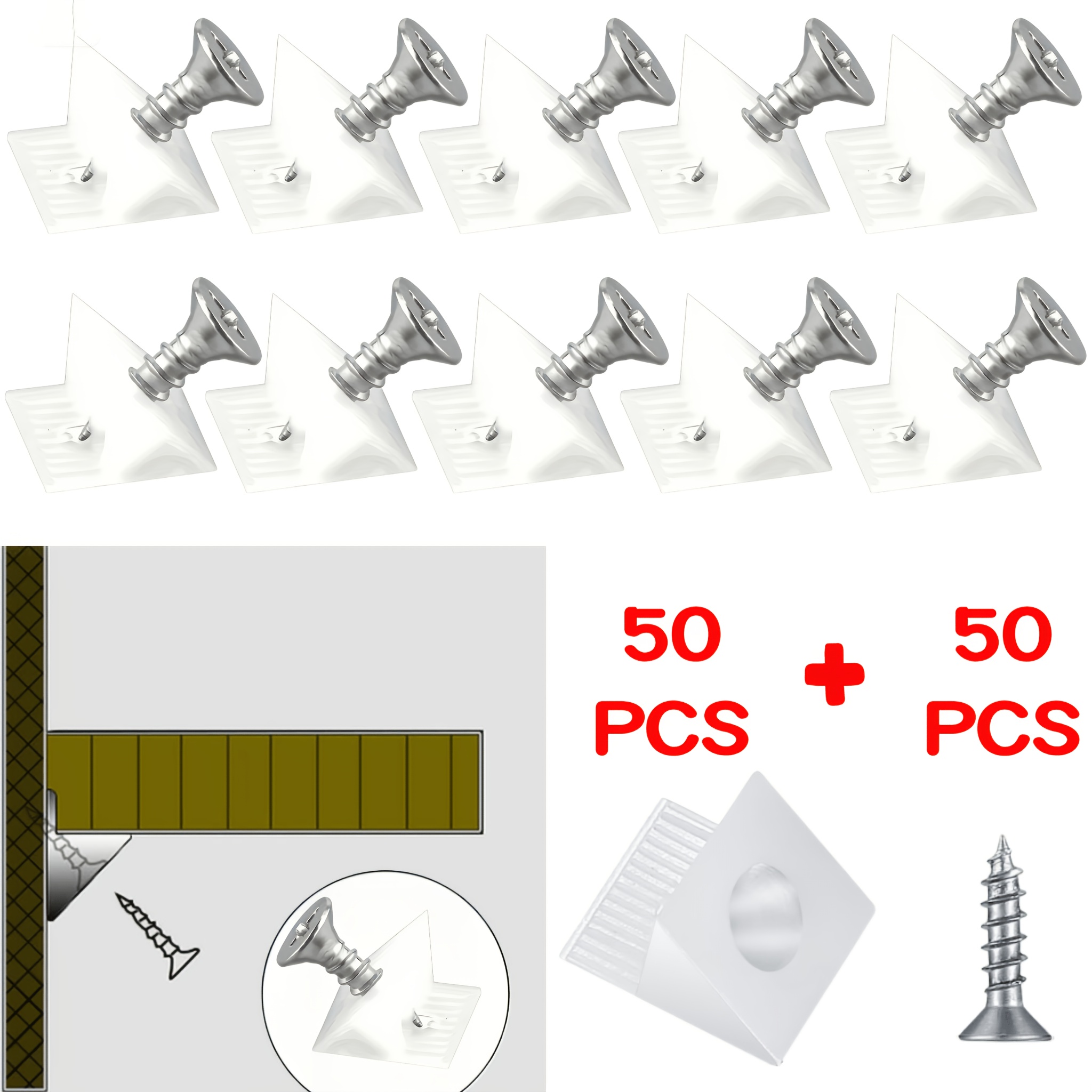 100/400pcs Of Plastic Right-angle Brackets And Screw Combination, Multi-functional Drawer Repair Wedge Set, Universal Shelf Bracket Support For , Thickened Pp Material And Nickel-plated Metal Screws