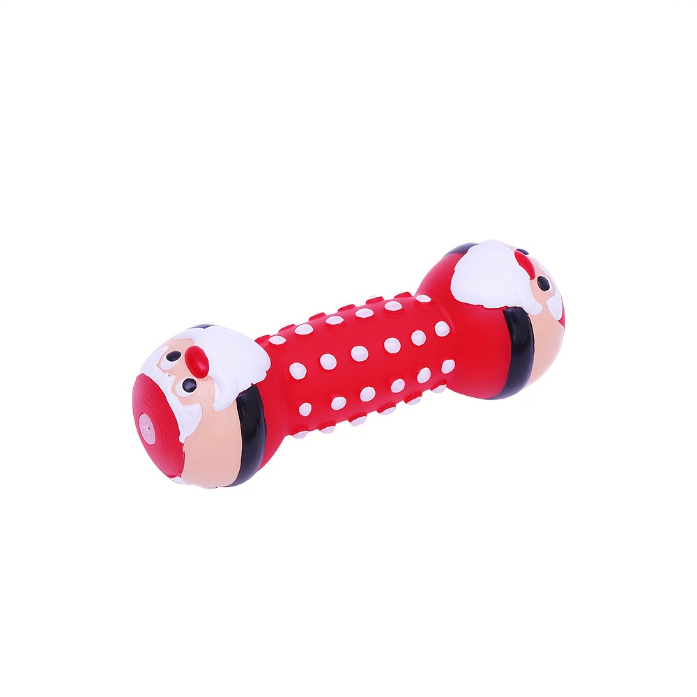 Squeaky Christmas Dog Dumbbell with Santa & Puppy Design