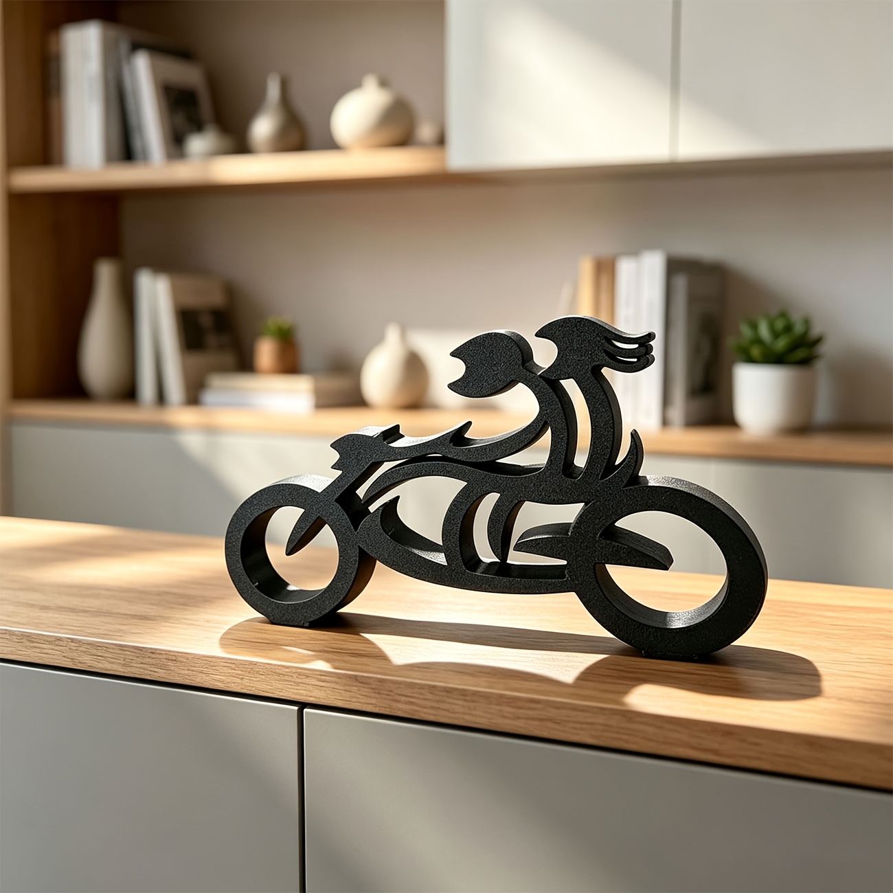 TEMU Ornement en 3D représentant une moto, idéal pour étagère de , bureau et salon, décoration de bureau à domicile et cadeau d'entrée pour les
