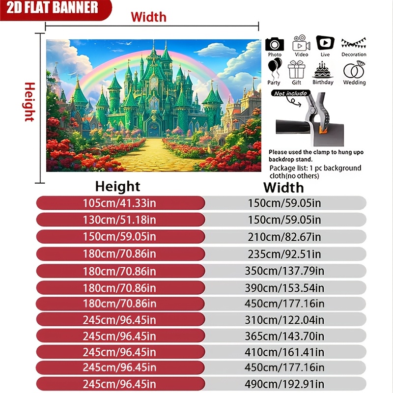 2d 평면, 1개   성 배경 및 배너, 생일, 사진 벽 장식에 적합, 파티용 생생한 성과 함께 내구성 있는, 테마 사진 배경, 장식, 2d 평면
