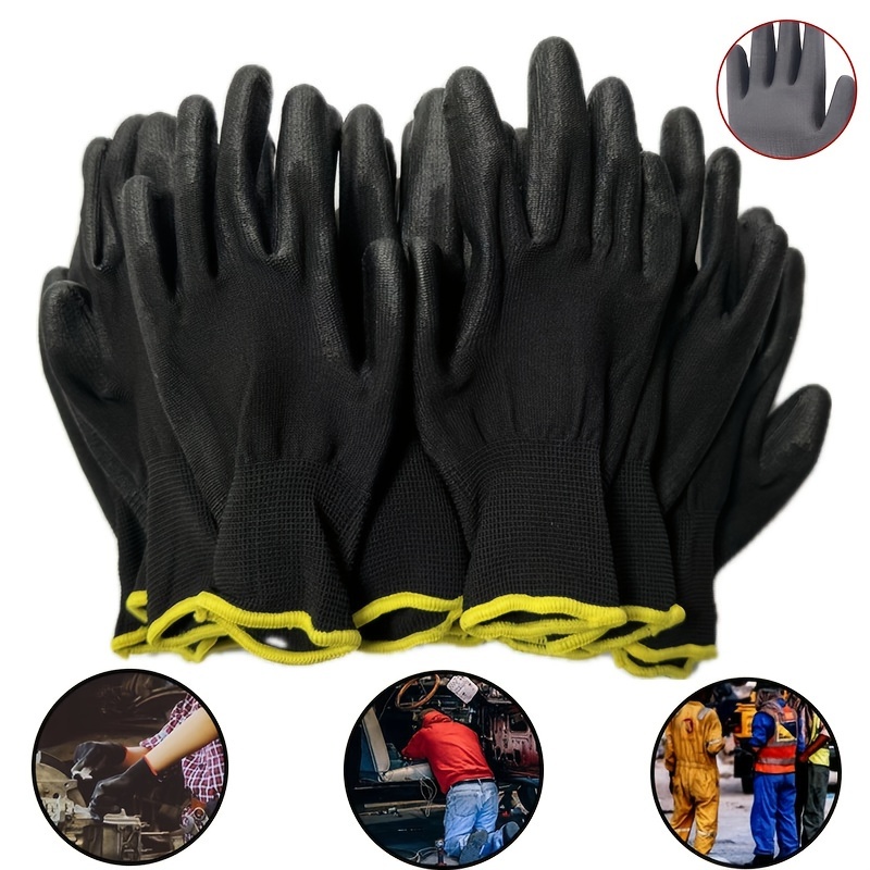 

20pcs/10 Pairs Nitrile Coated Safety Work Gloves, Knit Fabric, Non-slip Grip, Ambidextrous, Lead-free, Hand Wash - Ideal For Construction, Industrial Protection, Palm Coated Gloves