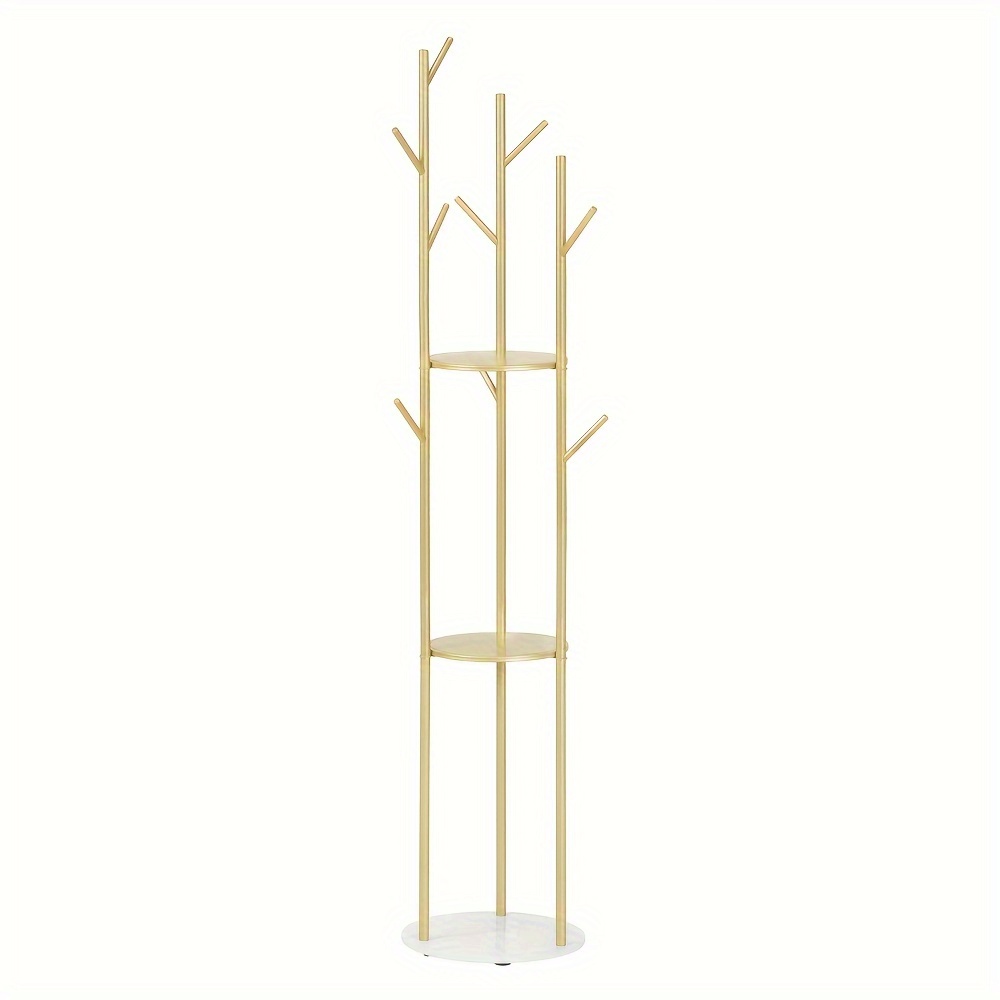 Image of 1pc Hanger Hanger 3 Racks Marble Base Hooks Hanger Scarf Bag Umbrella Of Metal