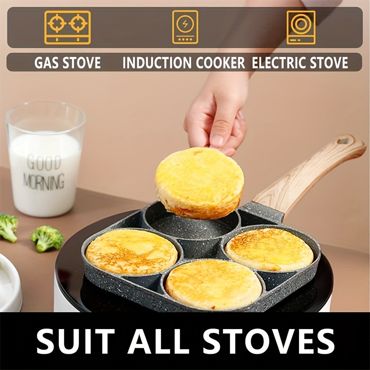 versatile non stick frying pan with 4 sections   dumplings   breakfast induction compatible details 1