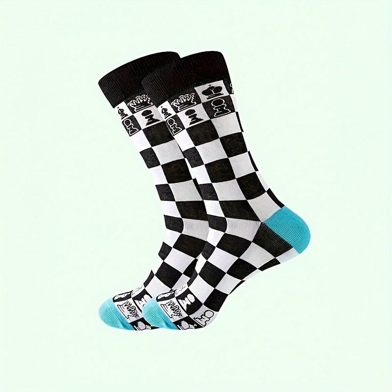E-shop 1 Paar Herrensocken in Karomuster, Mittellang
