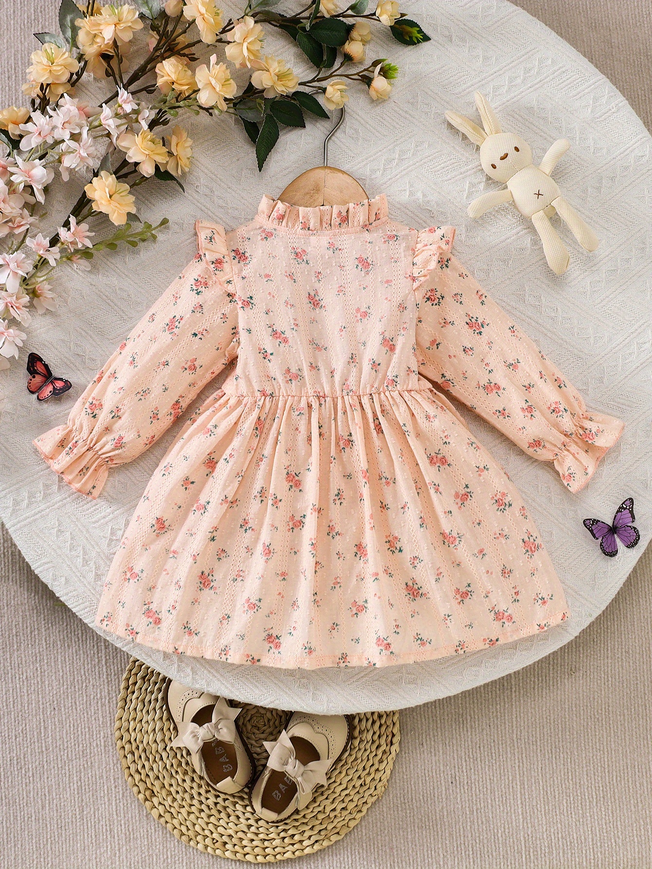 1pc Baby Floral Print * Long Sleeve Dress