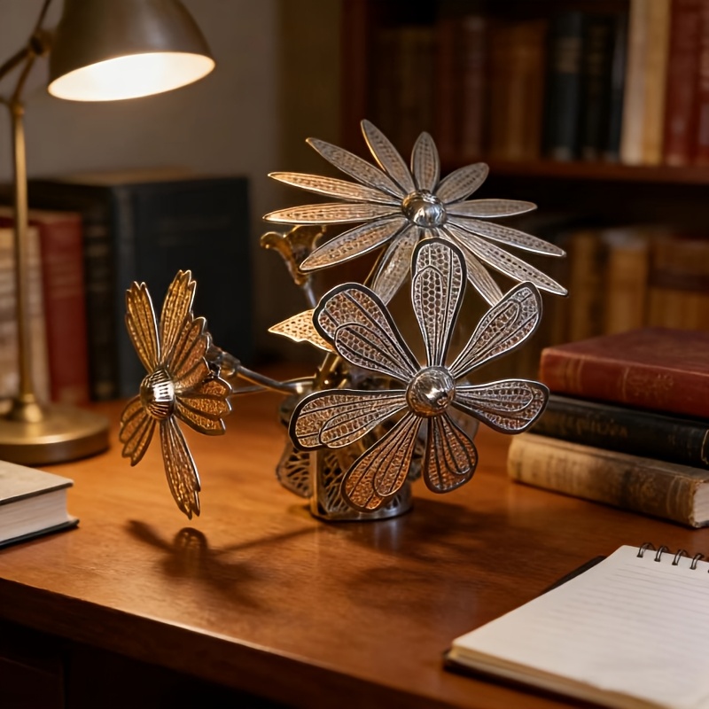 Glue-Free DIY Metal Puzzle Assembly Toy Flower Model
