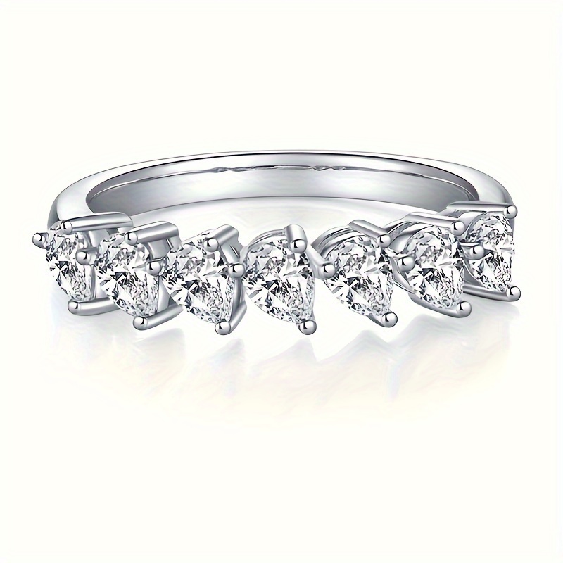 

Sterling 925 Silver Hypoallergenic Ring Shiny Moissanite Inlaid Ring Elegant Luxury Style Delicate Female Wedding Ring