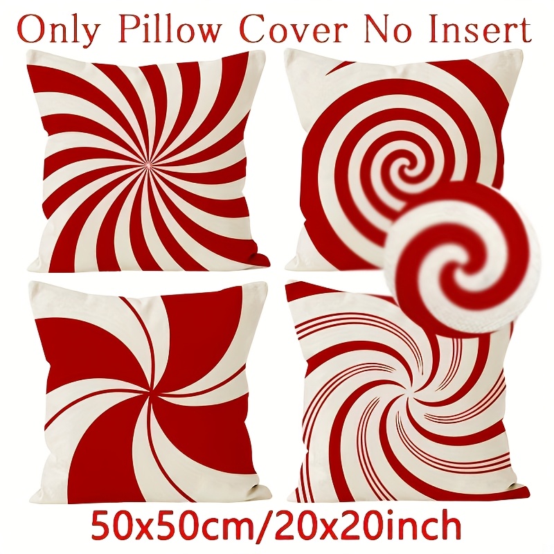 TEMU Lot de 4 housses de coussin de Noël, décorations de Noël, Père Noël rouge, , , balades en traîneau, , décor de fêtes rustique , taie d'oreiller