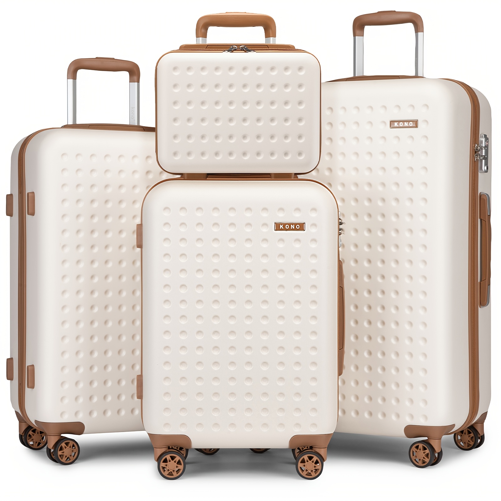 Image of 13inch 20inch 24inch 28inch Kono Hard Shell Suitcase Set Trolley 100% Abs With 4spinner Wheels Back To School Holiday Gift
