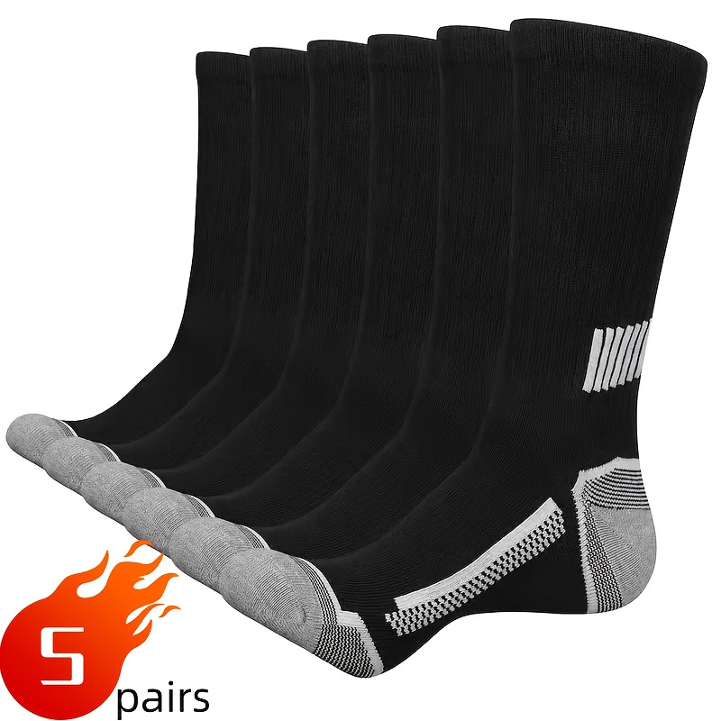 TEMU 5/6 Pairs Optional, Choose Style And Quantity, Men's Sports And Casual Breathable Moisture-wicking Reinforced Toe And Heel Seamless Design Socks