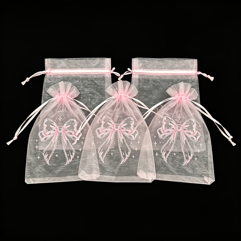 TEMU Gift For Her/him 20pcs 4x6inch (10x15cm) Drawstring Organza Jewelry Favor Pouches Wedding Party Festival Gift Bags (pink)