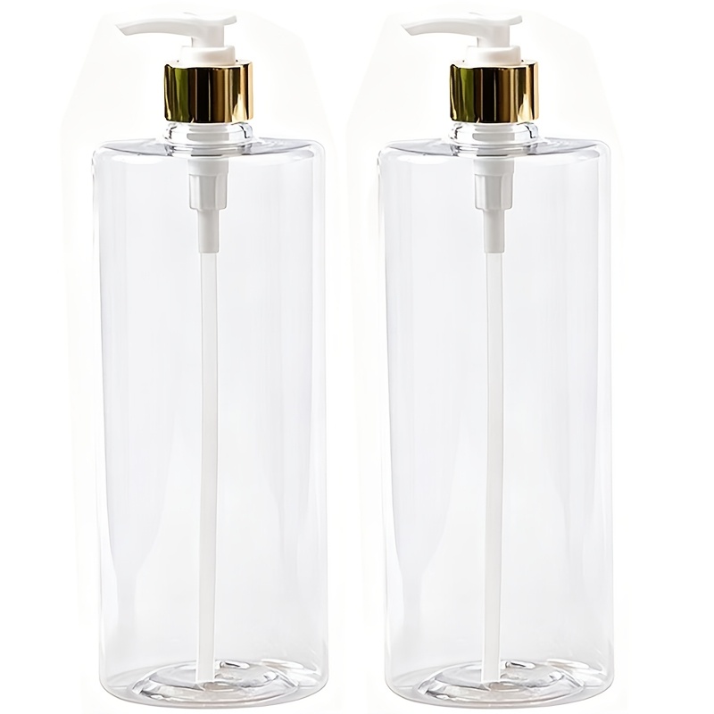 TEMU Lot de 2 bouteilles en plastique à épaules plates de 1000 ml, récipient de recharge pour nettoyant visage, shampoing et gel douche
