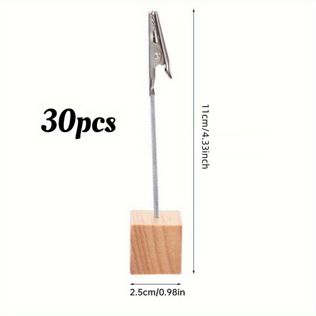 30-pack Wooden Photo Holders With Brackets, Metal Postcard Display Stands, Memo Clip Holder Home And Office Decor, Party Photo Stand Set