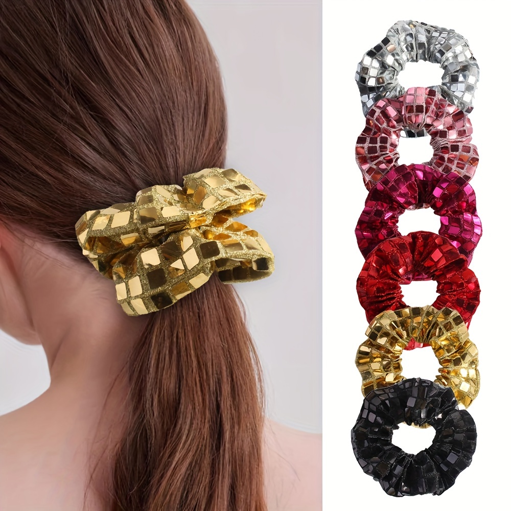 

1pc New Y2k Sequin Colon Hair Loop Women' Party Hair Ring