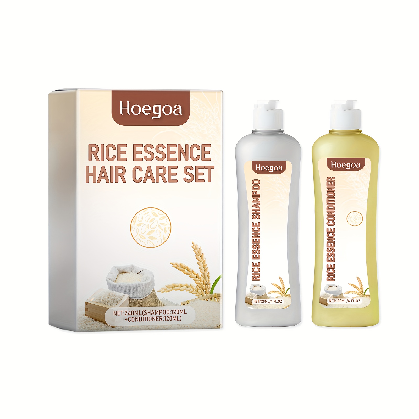 TEMU Rice Shampoo And Conditioner Set - Contains Rosemary Extract Moisturizing Ingredients, With Moisturizing Effects. An Gift For Halloween, Christmas, Birthdays, Anniversaries, , And Father's Day