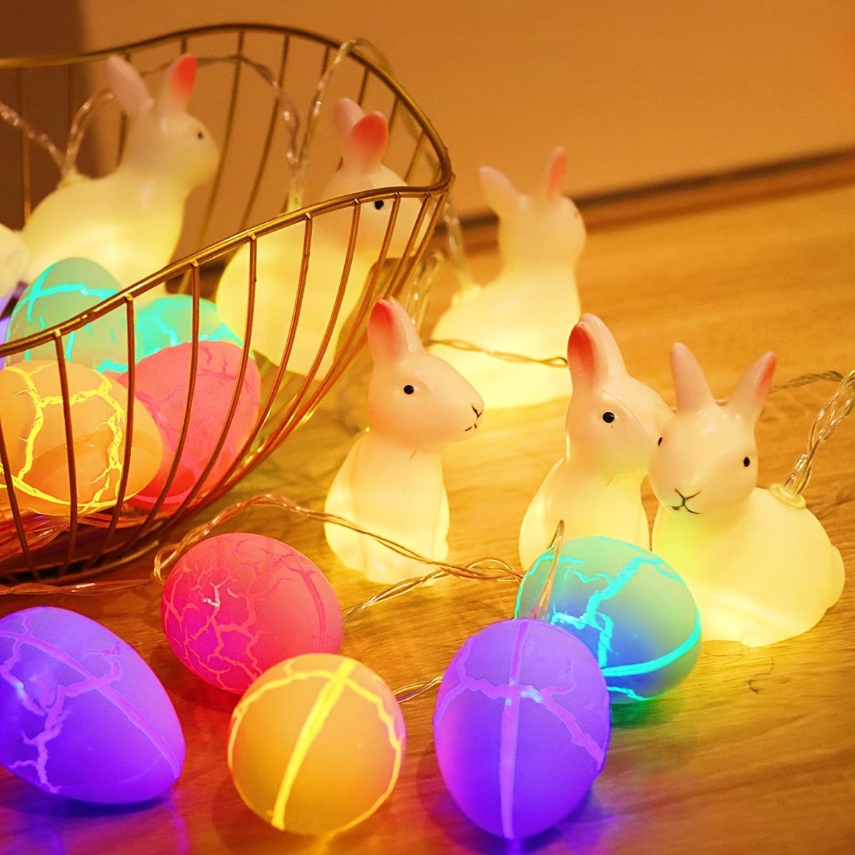 

1pc 10led Easter White Bunny String Lights, Battery Powered, , Suitable For Easter, Halloween, Christmas Decoration, Indoor Decoration, Holiday Party String Lights, For Easter Gifts