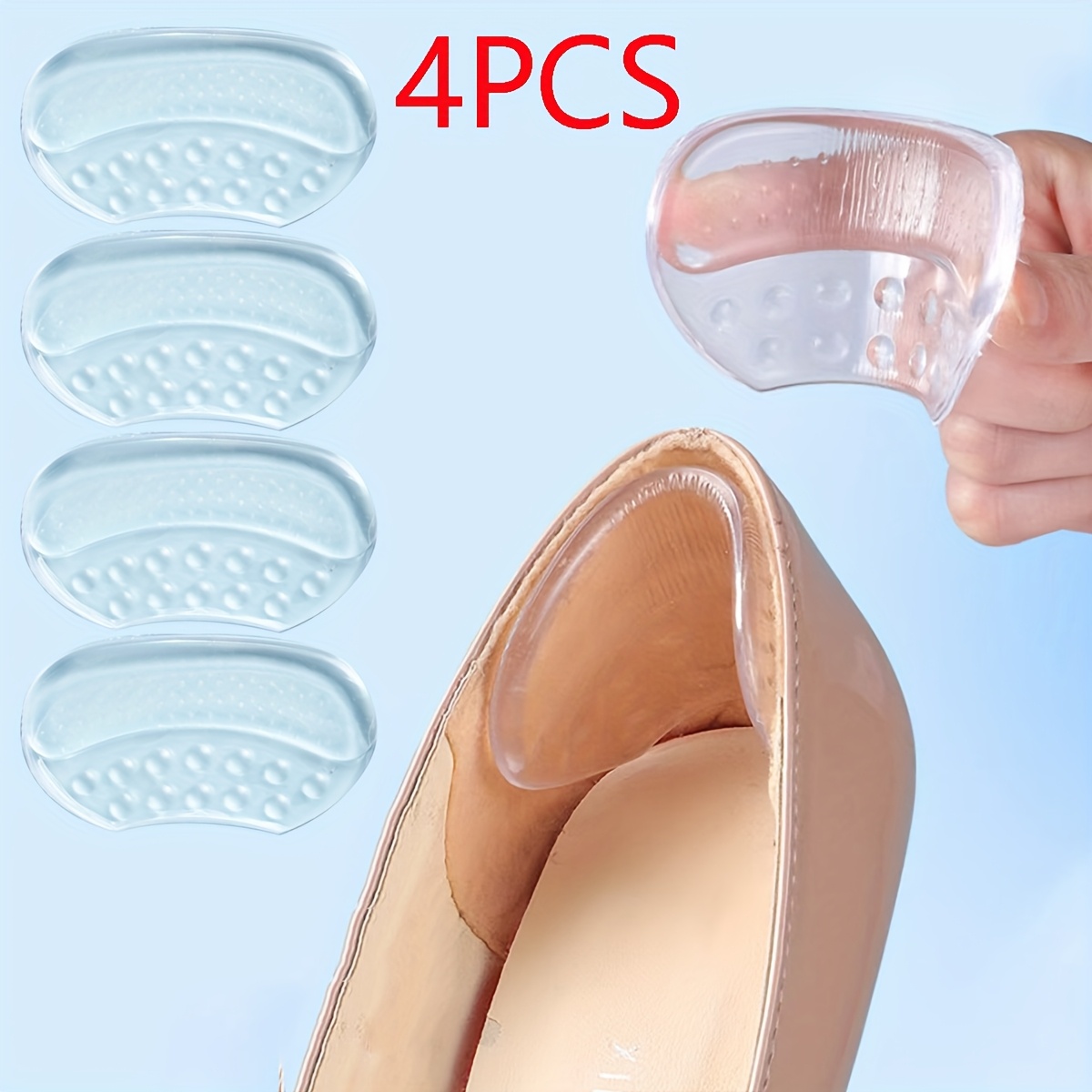E-shop 4 Stück Silikon-Sommer-Fersenkissen für High Heels, Rutschfeste Ferseneinlagen, Komfortverbesserung für Damen-Sneaker