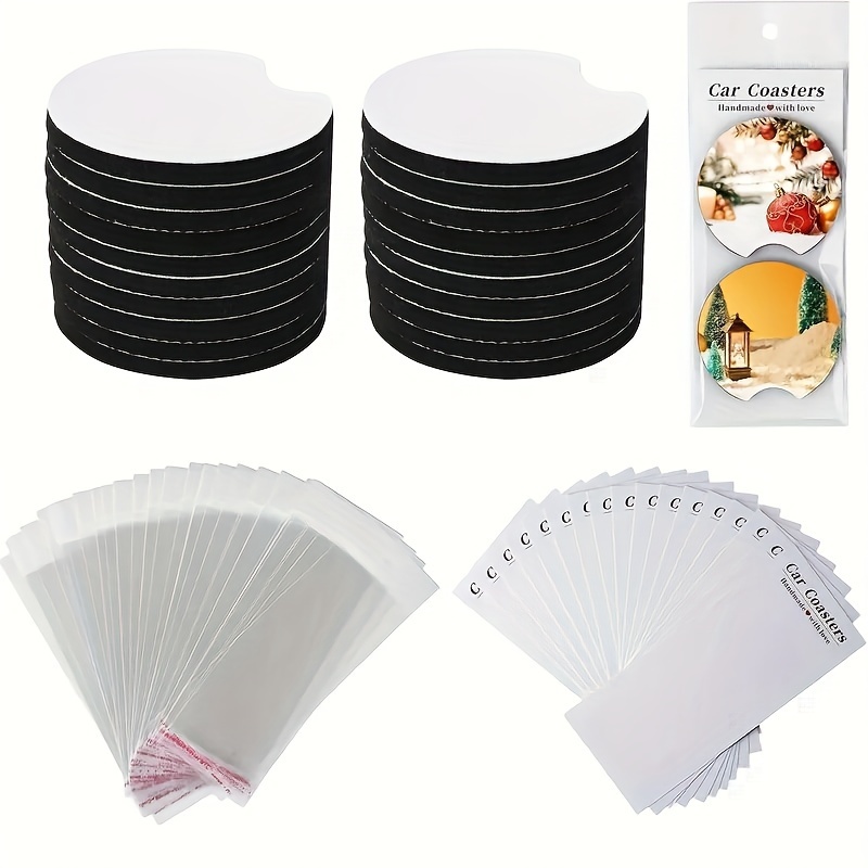 

[hot ] 40 Blank For , Including 20 .75in/5mm Blank , 10 Car Coaster Display And 10 Hanging -sealing