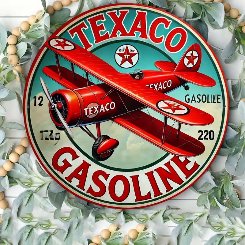 

Room Decor 1pc Texaco Aviation Aluminum Sign, Vintage-inspired For Bedroom, Kitchen, Gaming Room, Balcony, Garden, Porch, Bar, Restaurant, Cafe, Club, Gym, Bathroom, Area, Office, Garage & Patio Decor